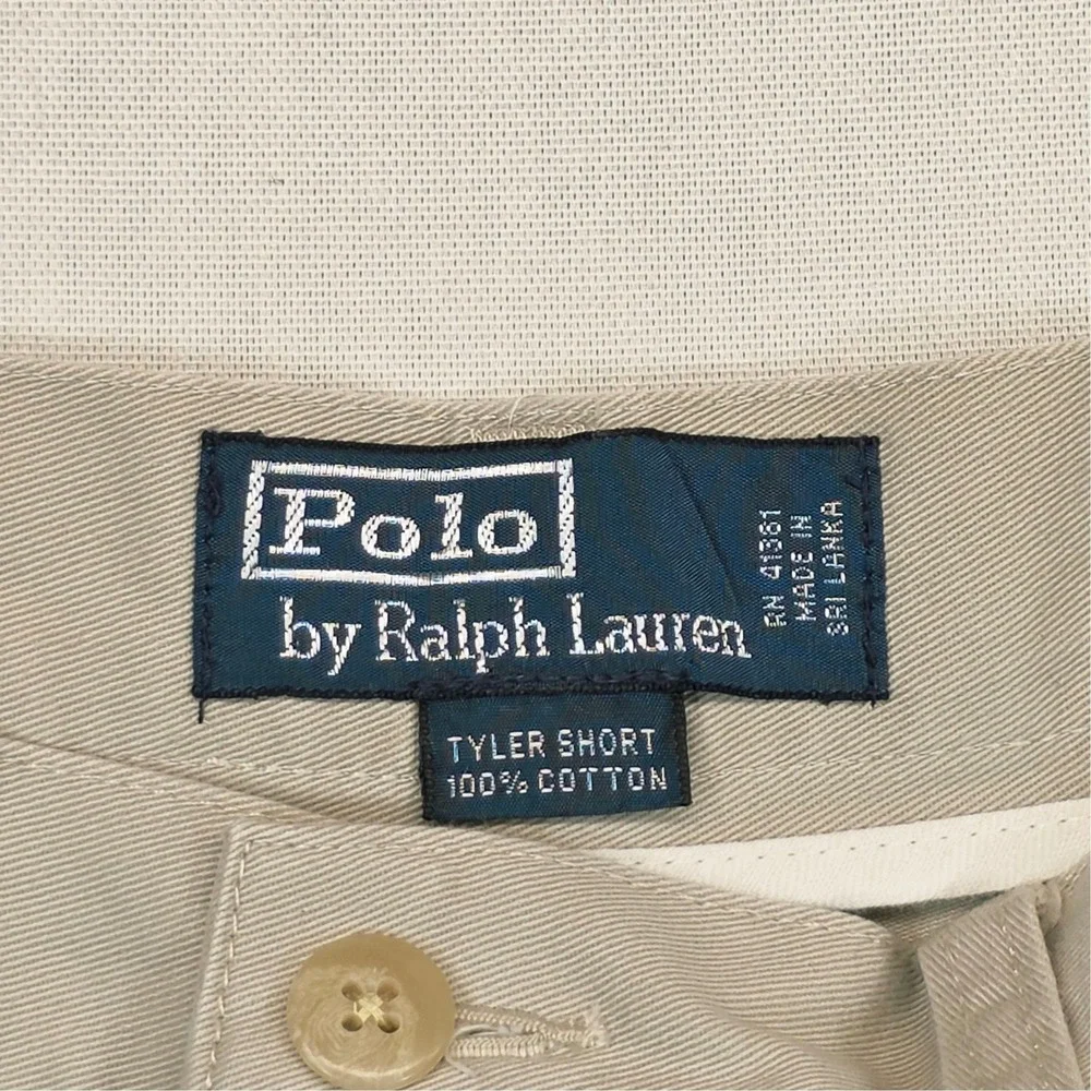 Polo Ralph Lauren Tyler Short Mens 32 Khaki Tan Pleated Chino Cotton Shorts